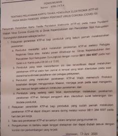 Pengumuman Pelayanan KTP-el Masa Pandemi COVID-19